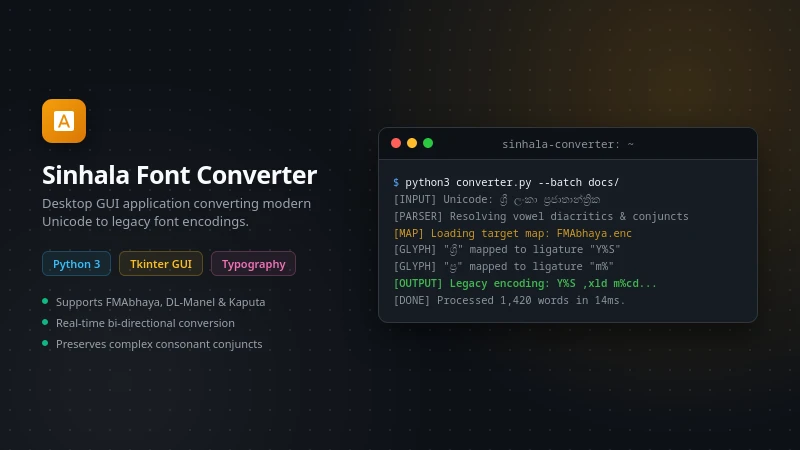 Sinhala Unicode Legacy Font Converter preview